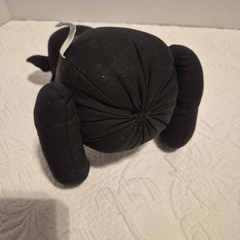 Honey & Me Inc black Nico bear with plaid scarf, handmade NEW - Picture 6 of 9